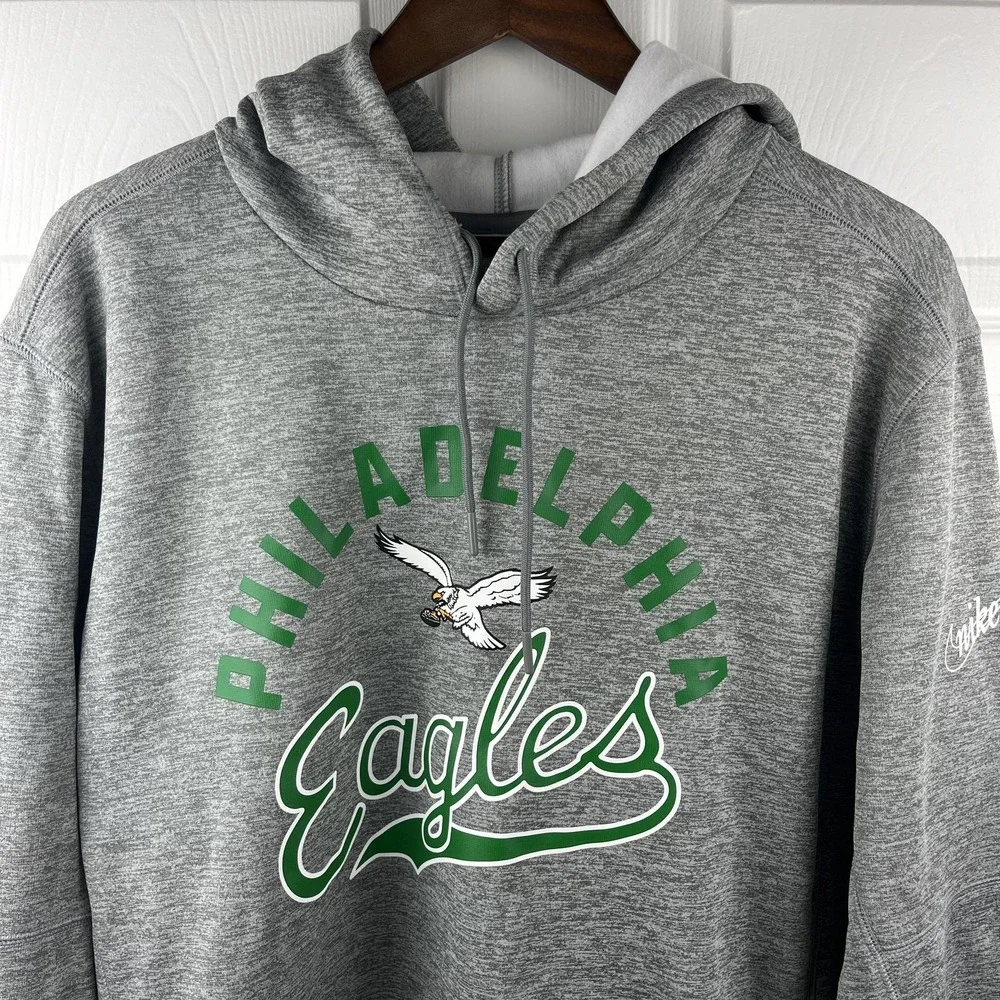 Philadelphia Eagles Nike Hoodie Mens Large Gray NFL‎ Retro Logo Sweatshirt NEW